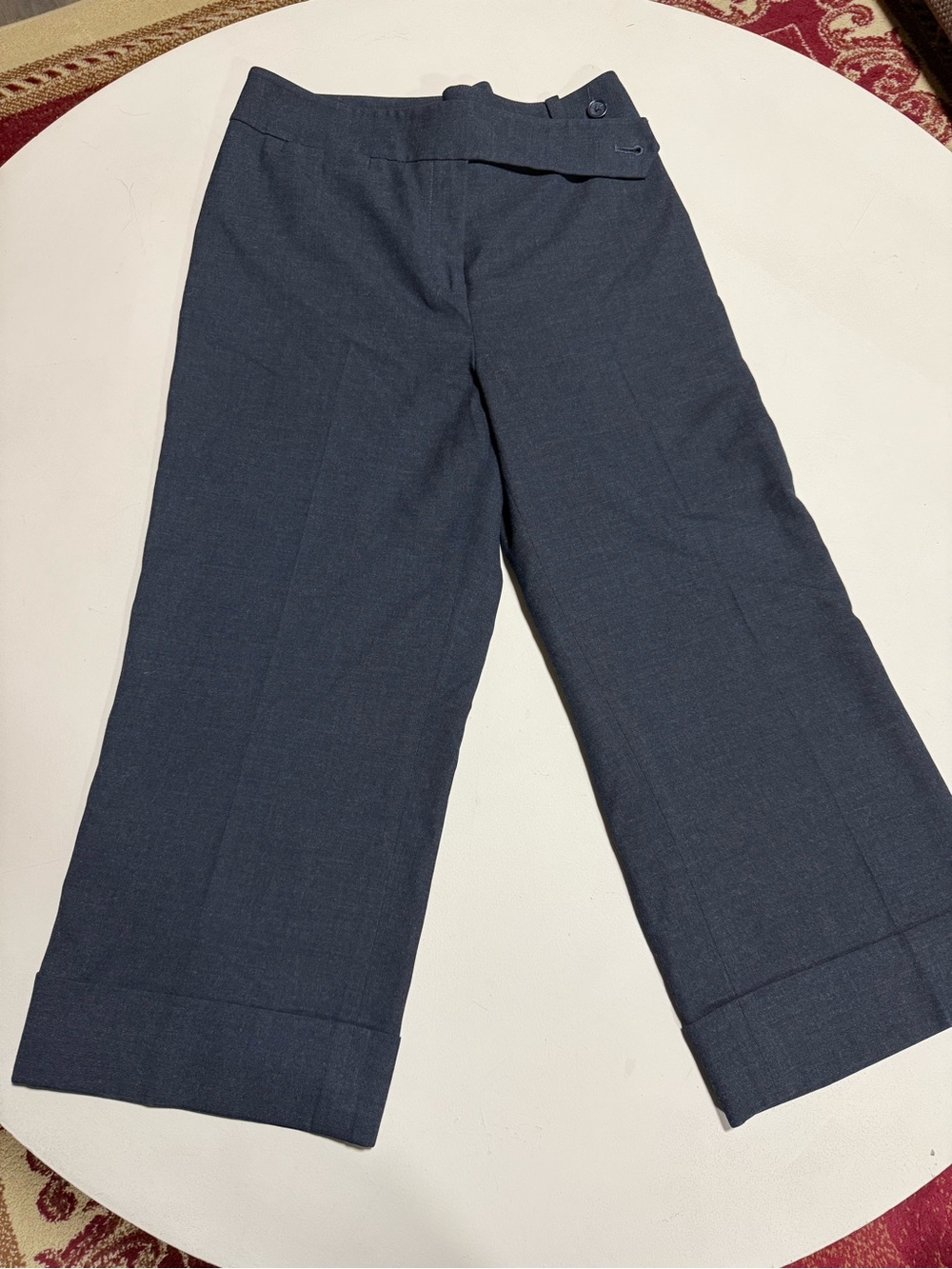 Ann Taylor Navy Wide-Leg Cropped Trousers